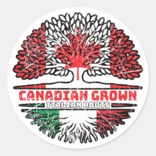 Italy Italian Canadian Canada Tree Roots Flag Classic Round Sticker