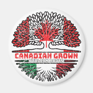 Italy Italian Canadian Canada Tree Roots Flag Magnet