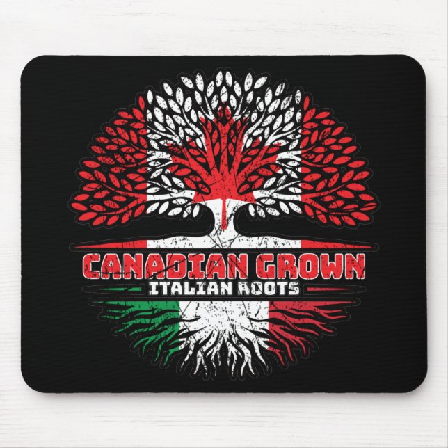 Italy Italian Canadian Canada Tree Roots Flag Mouse Mat (Front)