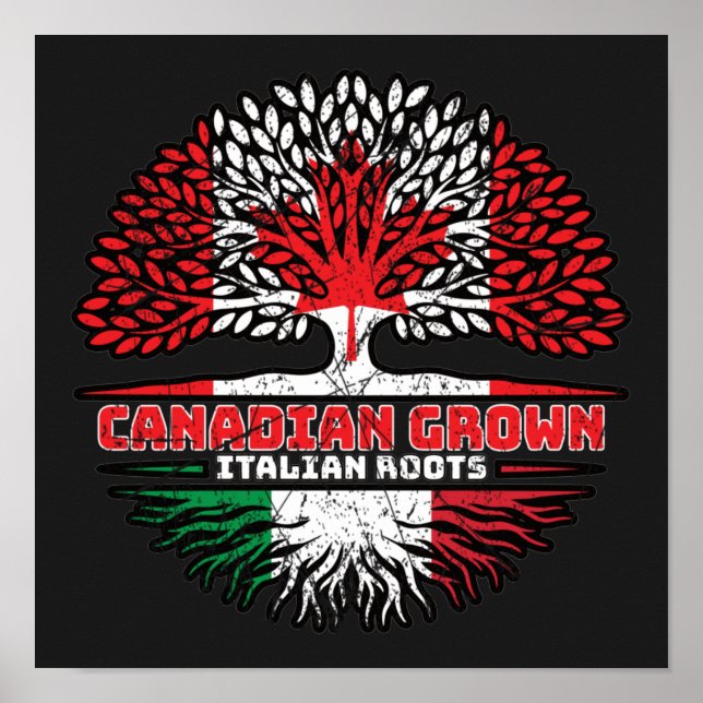 Italy Italian Canadian Canada Tree Roots Flag Poster (Front)