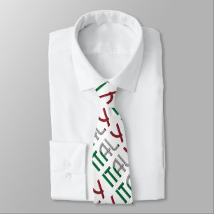 Italy Italian Flag Colours Typography Pattern Tie