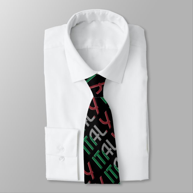 Italy Italian Flag Colours Typography Pattern Tie (Tied)