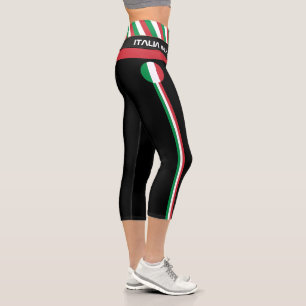 Italy & Italian Flag fashion, Fitness, Sports Blk Capri Leggings