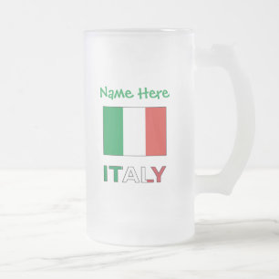 Italy Italian Flag Green Personalisation Frosted Glass Beer Mug