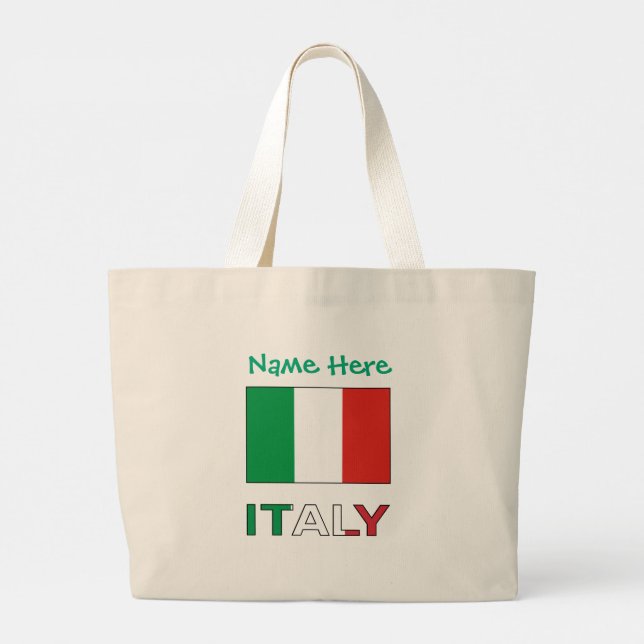 Italy Italian Flag Green Personalisation  Large Tote Bag (Back)