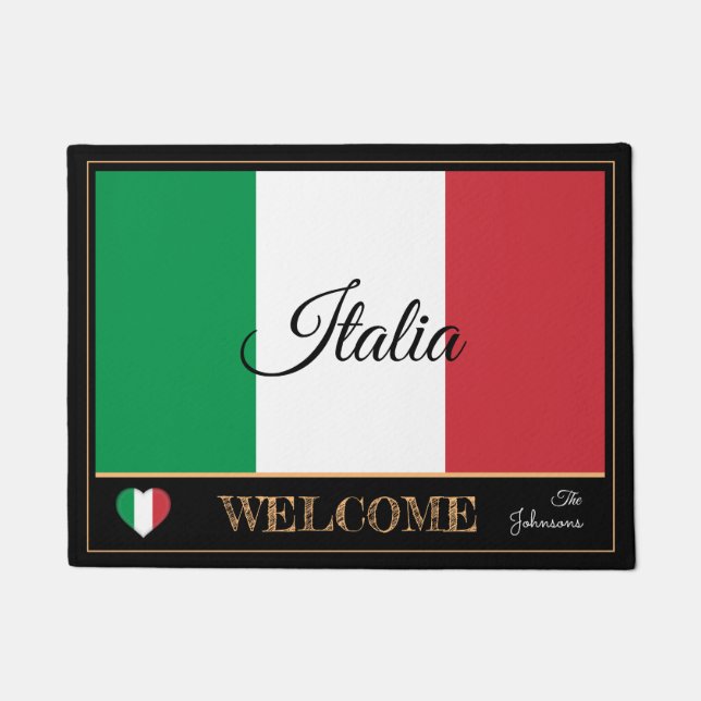 Italy & Italian Flag house mat /sports Welcome (Front)