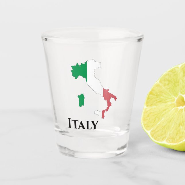 Italy Italian Flag Map Shot Glass (Front)