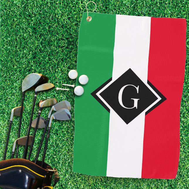Italy Italian Flag Red White Green Italia Initial Golf Towel (Italy Italian Flag Red White Green Italia Initial Golf Towel)