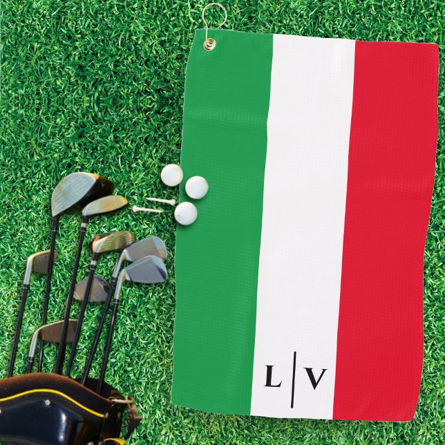 Italy Italian Flag Red White Green Name Initials Golf Towel (Italy Italian Flag Red White Green Name Initials Golf Towel)
