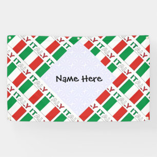 Italy Italian Flag Tiled Black Personalisation  Banner