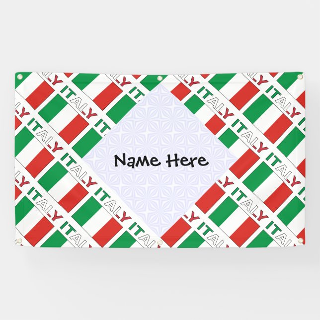 Italy Italian Flag Tiled Black Personalisation  Banner (Horizontal)