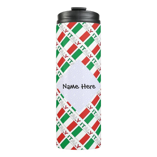 Italy Italian Flag Tiled Black Personalisation  Thermal Tumbler (Front)