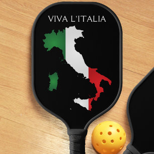 Italy Italian Flag Viva l'Italia Italia Map Black Pickleball Paddle