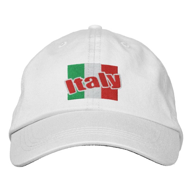 Italy Italian Flag With Text Embroidered Hat (Front)