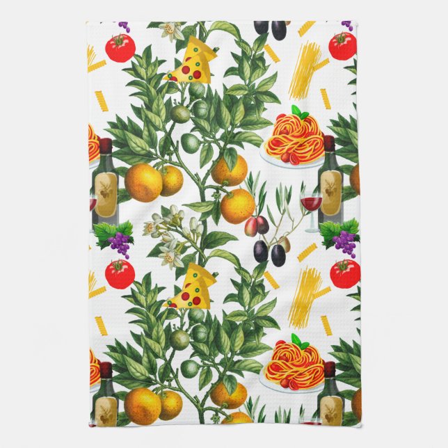 Italy,Italian,food,pasta,pizza,wine decor  Tea Towel (Vertical)
