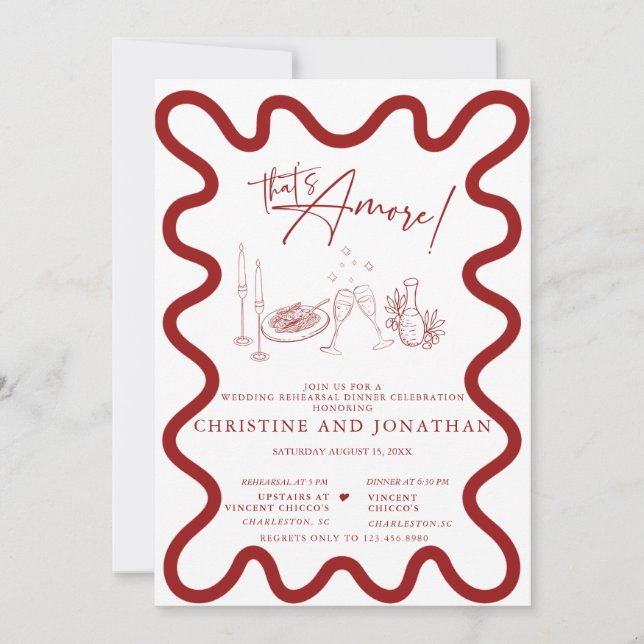 Italy | Italian Food | Rehearsal Dinner  Invitatio Invitation (Front)