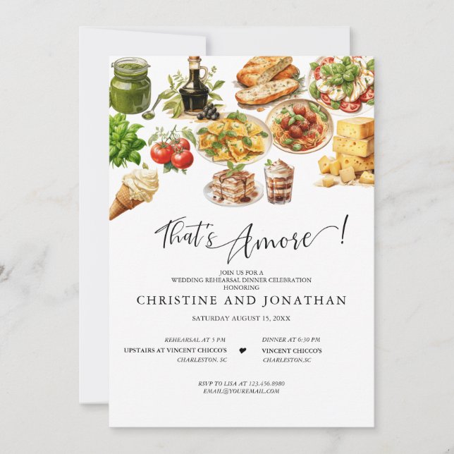 Italy | Italian Food | Rehearsal Dinner  Invitation (Front)