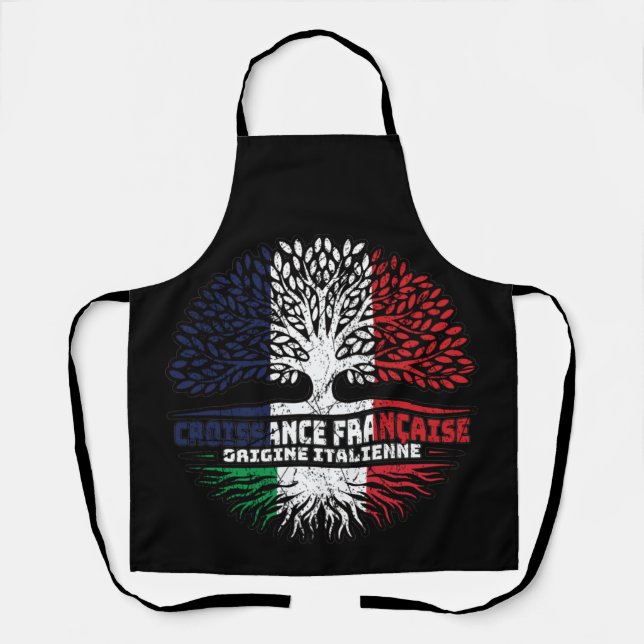 Italy Italian French France Tree Roots Flag Apron (Front)