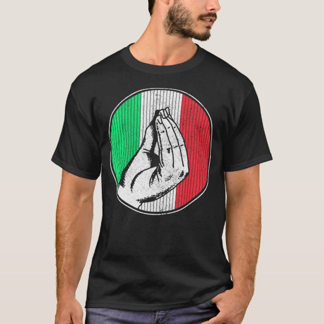 Italy Italian Funny Hand Gesture Flag Pride Fan So T-Shirt (Front)