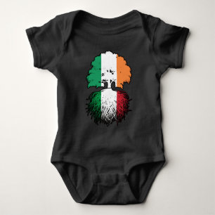 Italy Italian Irish Ireland Tree Roots Flag Baby Bodysuit