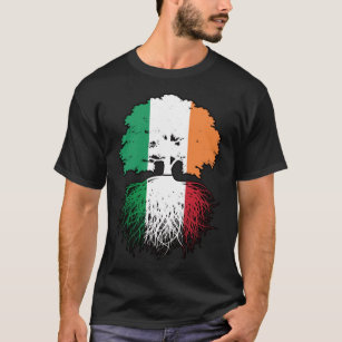 Italy Italian Irish Ireland Tree Roots Flag T-Shirt