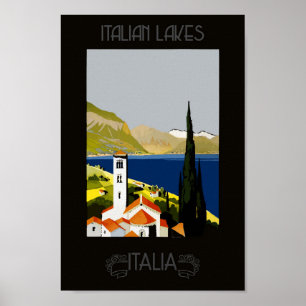 Italy Italian Lake Retro Vintage Travel Poster