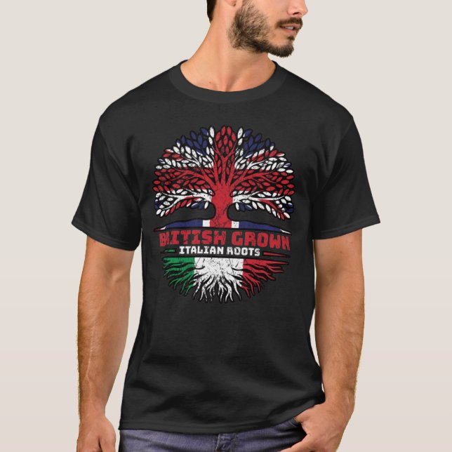 Italy Italian Uk United Kingdom British Tree Roots T-Shirt (Front)