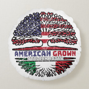 Italy Italian US American USA United States Tree Round Cushion