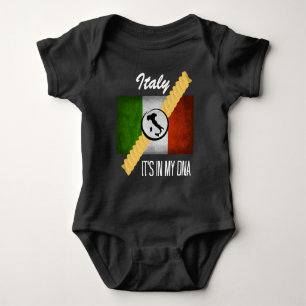 Italy It's in My DNA Ancestry Italian Flag Rotini Baby Bodysuit