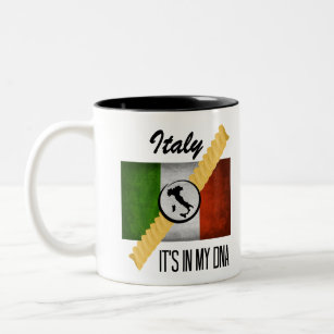Italy It's in My DNA Ancestry Italian Flag Rotini Two-Tone Coffee Mug