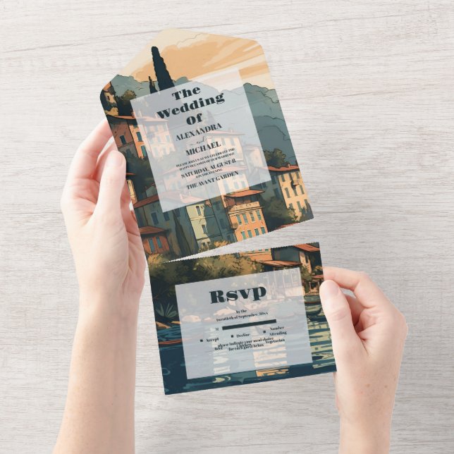 Italy Lake Como Destination Wedding All In One Invitation (Tearaway)