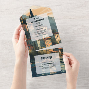 Italy Lake Como Destination Wedding All In One Invitation