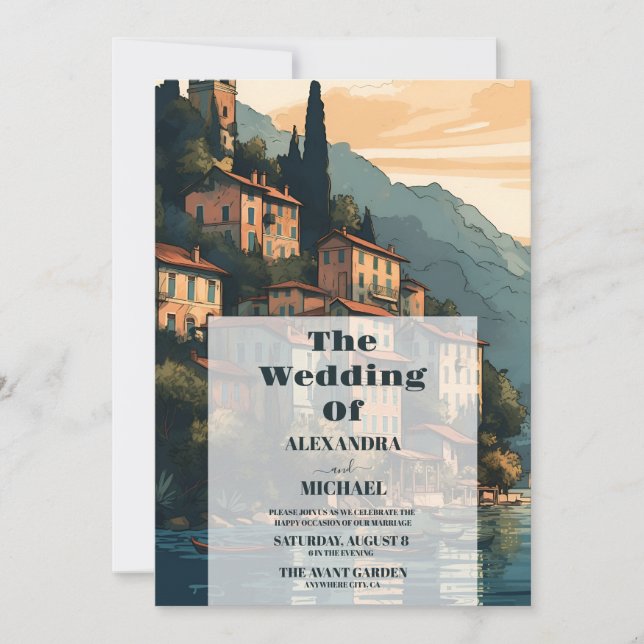 Italy Lake Como Destination Wedding Invitation (Front)