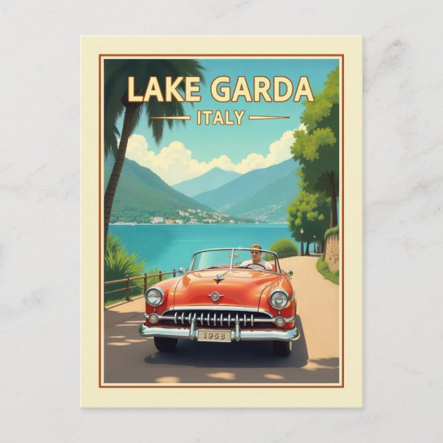 Italy Lake Garda Vintage Retro Travel Postcard (Front)