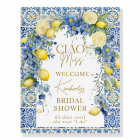 Italy Lemon Blue Tiles Bridal Shower Sign