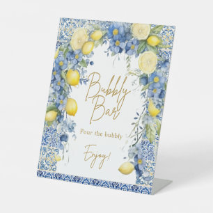 Italy Lemon Blue Tiles Bubbly Bar Sign