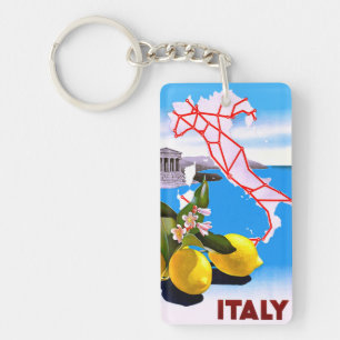 Italy Lemon Roman Temple Flower Key Ring