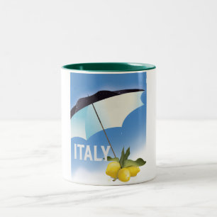 Italy Lemons Vintage style travel poster Two-Tone Coffee Mug
