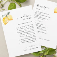 Italy Lemons Wedding Welcome Letter Itinerary Card
