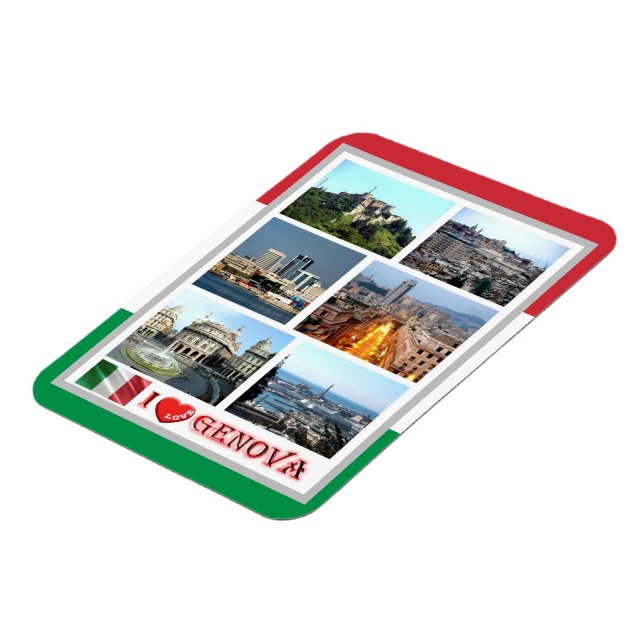 Italy - Liguria - Genoa - I Love - Magnet (Left Side)