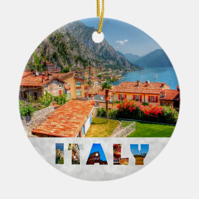 Italy Limone Sur Garda Christmas Ceramic Tree Decoration (Front)