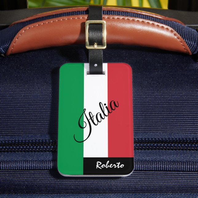 Italy Luggage Tags, Italia, Name, Italian Flag Tag (Front Insitu 2)