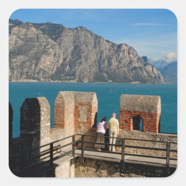 Italy, Malcesine, view from castle tower of Square Sticker (Front)