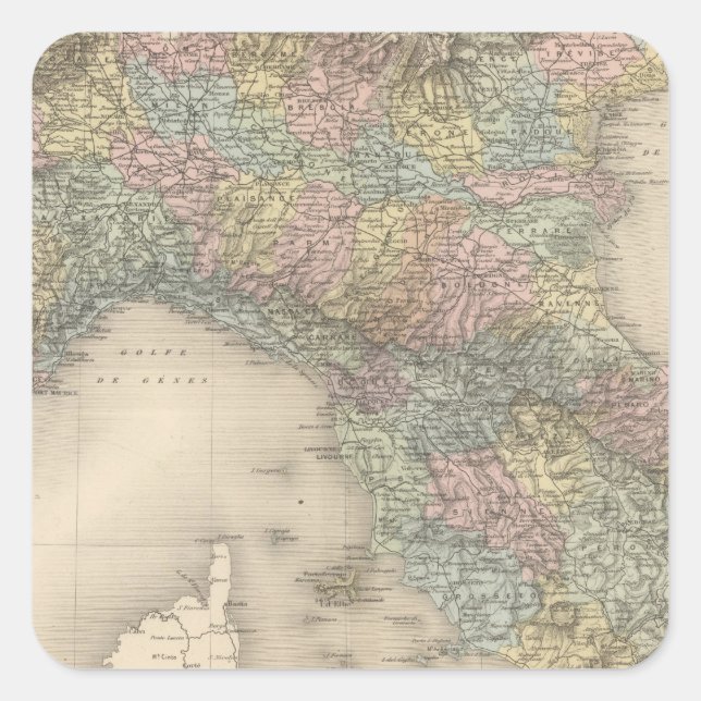 Italy Map 2 Square Sticker (Front)