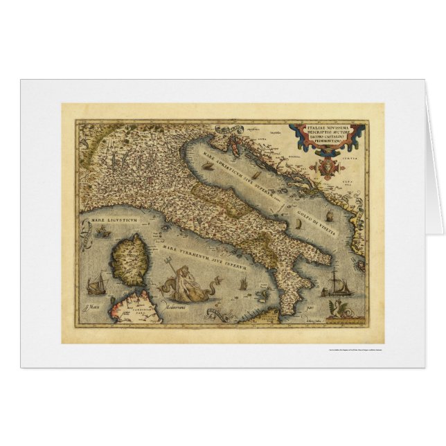 Italy Map by Ortelius 1570 (Front Horizontal)