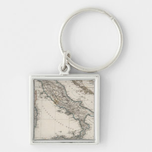 Italy Map by Stieler Key Ring