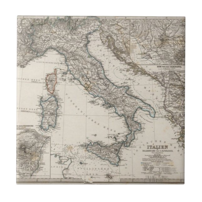 Italy Map by Stieler Tile (Front)