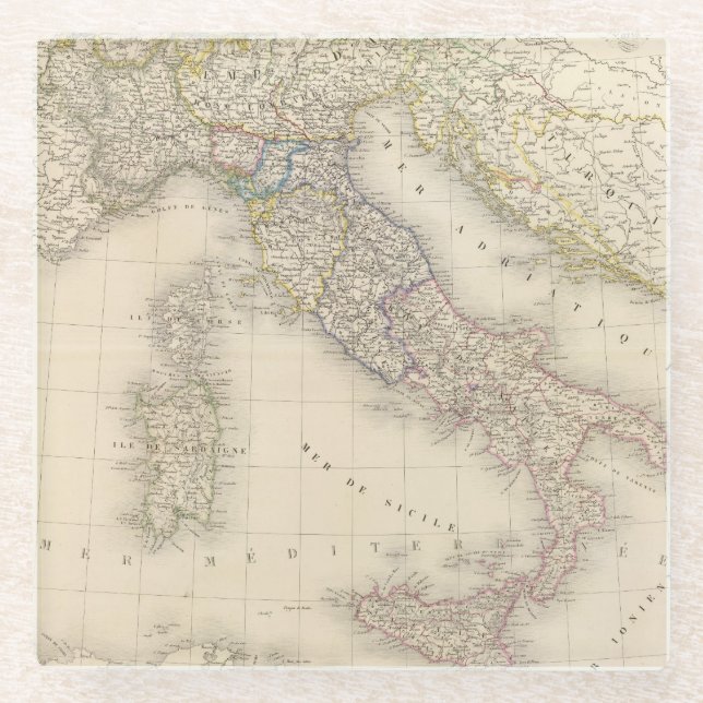 Italy Map Glass Coaster (Front)