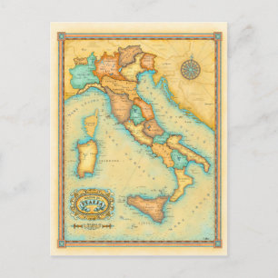 Italy Map Postcard