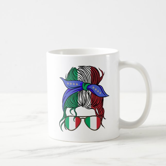 Italy messy bun with Italian Flag Coffee Mug (Right)